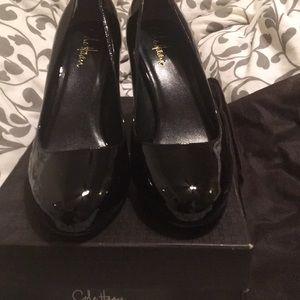 Black paten Cole haan pumps